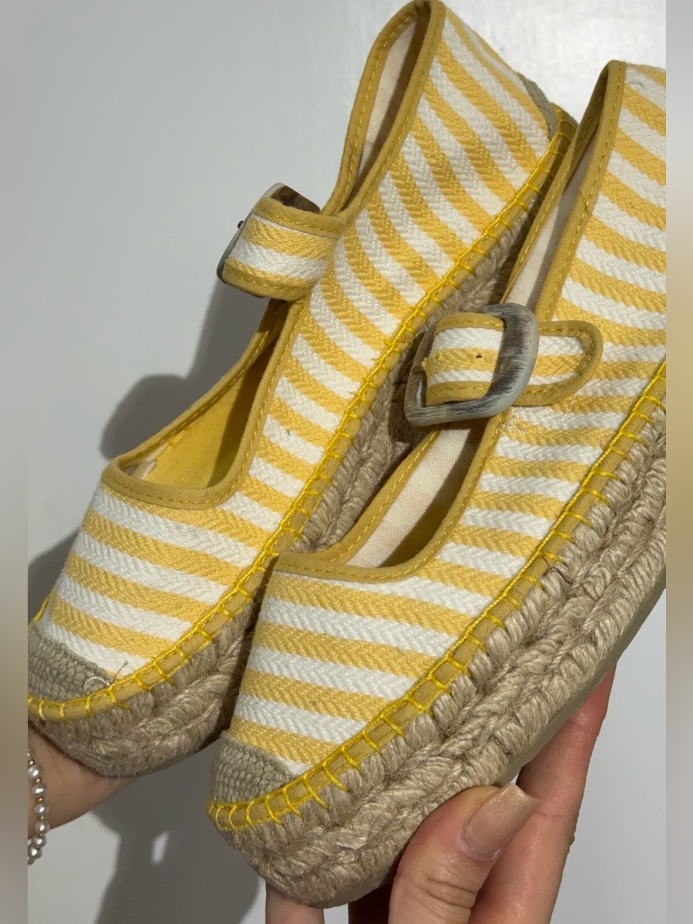 NWOT Free People Surfside 2.0 Espadrille Platform Mary Janes, Lemon Zest - Picture 5 of 15